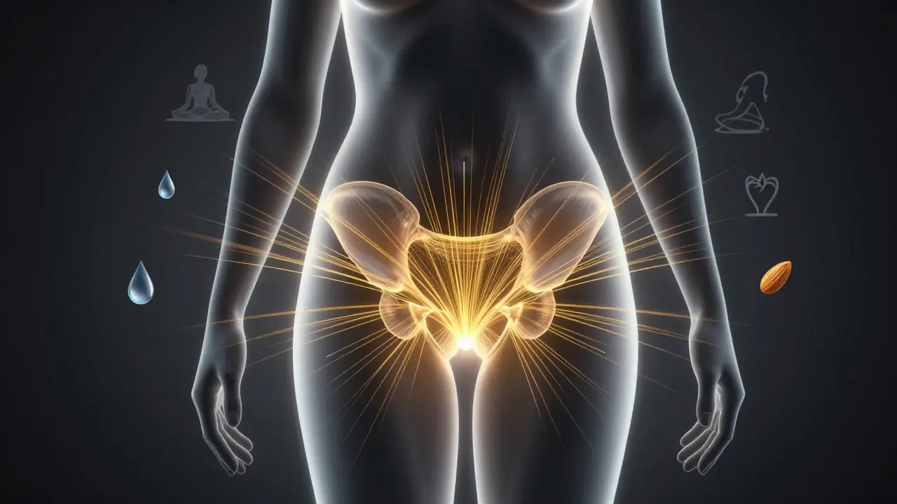 Symbolický obraz pružných tkání během přípravy na porod s prvky zdravého životního stylu.