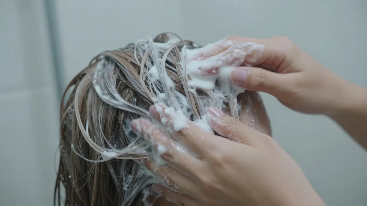 Nanášení hydratační masky na vlasy po světlení