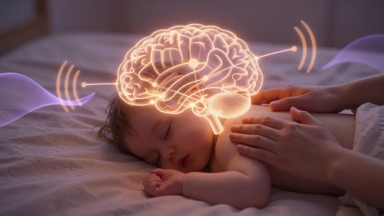 Abstraktní zobrazení neuronových spojení při masáži